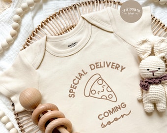 Special Delivery Pizza Baby Onesies®, Embroidered Funny Pregnancy Announcement, Special Delivery Pizza Baby Bodysuit, Baby Shower Gift,