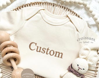 Custom Name baby Onesie® Embroidered Personalized BABY Announcement Onesies®, Custom pregnancy announcement grandparents, Custom Words