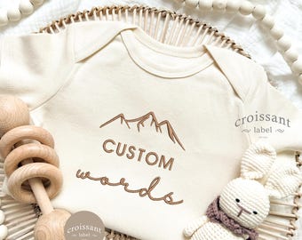 Embroidered Adventure Custom Hiking Buddy Baby Onesie®, Hiking Pregnancy Announcement Baby Onesie®, Personalized Camping crew Onesie®