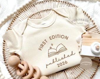 Embroidered First Edition Book Onesie® Book Club Embroidered Pregnancy Announcement, Librarian Onesie® Book Lover Onesie®, Baby Funny Outfit