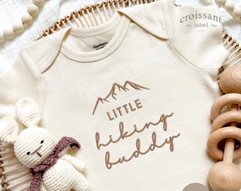 Embroidered Little Hiking Buddy Onesie®, Pregnancy Announcement Baby Onesie®, pregnancy announcement Little Hiker Onesie®, Hiking Baby Gift