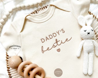 Embroidered Daddy's Bestie Baby Onesies®, dad pregnancy announcement, New Dad Gift, Baby Shower Gift, Embroidered Fathers Day Baby Gift
