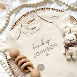 Embroidered Personalized BABY Announcement Onesies®, Custom pregnancy announcement grandparents, pregnancy reveal baby name newborn hospital