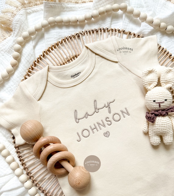 Embroidered Personalized BABY Announcement Onesies®, Custom pregnancy announcement grandparents, pregnancy reveal baby name newborn hospital