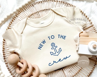Embroidered New to the crew Onesie® Anchor Onesie® Nautical Baby Onesie® Pregnancy Announcement Baby Onesie® Fishing Onesie® boat Onesie®