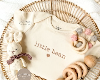 Little Bean Baby Onesies®, Embroidered Coffee Bean onesie Hospital outfit, newborn boy outfit, newborn girl outfit, Baby Announcement