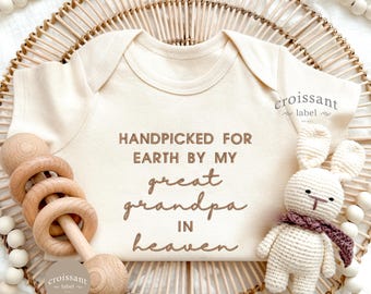 Embroidered Handpicked for earth by My Great Grandpa In Heaven Baby Onesies®, Custom Grandpa Onesie® pregnancy announcement Baby Shower Gift