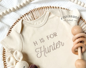 Custom Name Baby Onesie© Personalized Letter Is For Name Onesies® Embroidered Personalized BABY Name Announcement Onesies®, Custom Baby Name