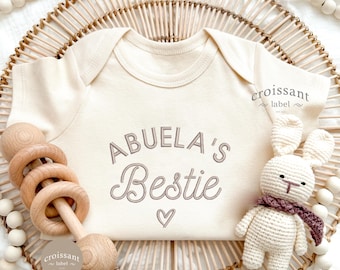 Embroidered Abuela's Bestie Onesie®, Spanish Grandma Onesie®, Abuela's Bestie, pregnancy announcement onesie®, Spanish Abuela Announcement