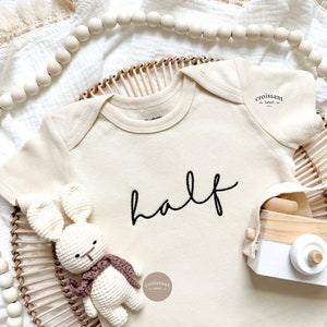 Embroidered Half Birthday Baby Onesies®, Half Birthday Baby Outfit, Modern Baby Gift, Embroidered Baby Christmas Gift