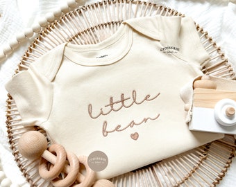 Little Bean Embroidered Baby Onesies®, Cute Baby Outfit, Modern Christmas Baby Gift, Embroidered Baby Christmas Gift, Coffee Baby Shower