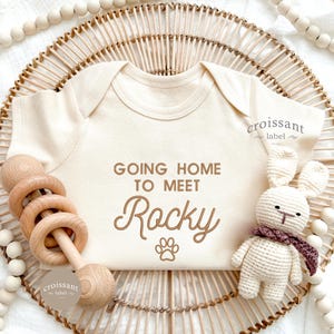 Embroidered Going Home to Meet My Pups Custom Dog Onesies®, Protected By Dog Name, Embroidered Personalized Baby Onesies®, New Best friend