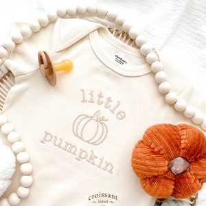 Little Pumpkin Onesie®, Embroidered Fall Baby Announcement Baby Onesies®, Custom baby shower gift, Newborn Gift, Baby Thanksgiving Outfit