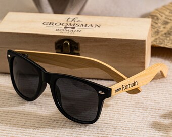 Personalized Wooden Sunglasses, Groomsmen Gifts, Custom Engraved Sunglasses, Groomsmen Proposal, Wedding Gifts for Guys, Bachelor Party Gift