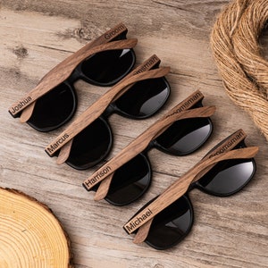 Personalized Walnut Wood Sunglasses, Groomsman Sunglasses, Mens Gift For Groomsmen, Bachelor Party Gift, Wedding Gift, Groomsmen Proposal