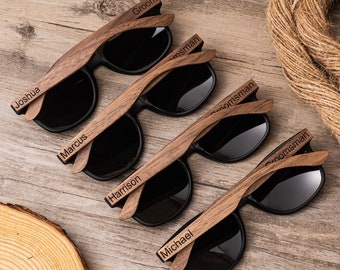 Personalized Walnut Wood Sunglasses, Groomsman Sunglasses, Mens Gift For Groomsmen, Bachelor Party Gift, Wedding Gift, Groomsmen Proposal