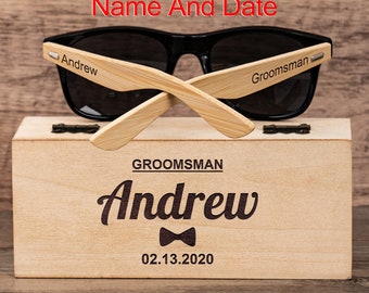 Personalized Wooden Sunglasses, Groomsmen Gifts, Custom Engraved Sunglasses, Groomsmen Proposal, Wedding Gifts for Guys, Bachelor Party Gift