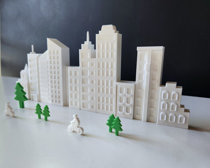 Present Design 3d Building Cityscape Set D: 10 3d-printed Miniature Buildings in Various ...