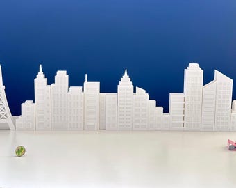 3D-Printed Cityscape Set: 15 Miniature Architectural Buildings, Decor