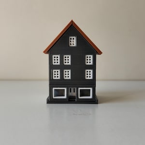 Maqueta de casa en miniatura nº 7 de Bryggen, Bergen, Noruega con LED de regalo