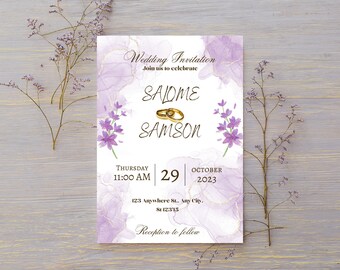 Purple Wedding Invitation Card