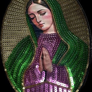 patch of the Virgin of Guadalupe made of sequins