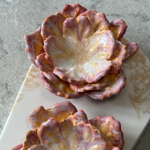 Handmade Porcelain Petal Tea Light Holder Gift Set: Australian Pottery Trinket Dish