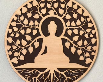 Arte mural de árbol de Buda, decoración para meditación zen