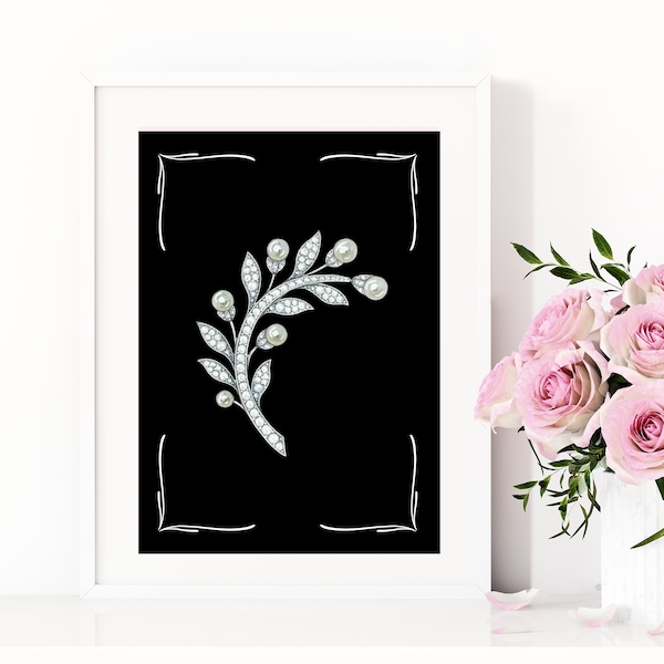 Black Vintage Jewelry Art Decor Boho Deco Wall Print Deco Jewelry Art Pictures For Deco Livingroom Apartment Jewelry Collector Fine Art