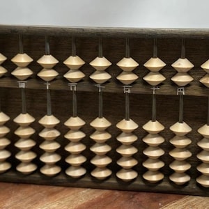 Vintage Wood Asian Abacus - 63 Beads 9 Rows Chinese Calculator Collectible