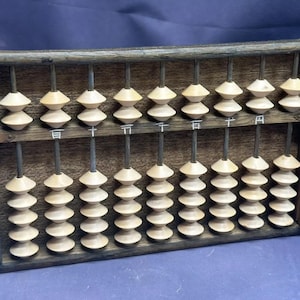 Vintage Japanese Hardwood ABACUS 9 Rows Kanji Handmade Calculating Tool