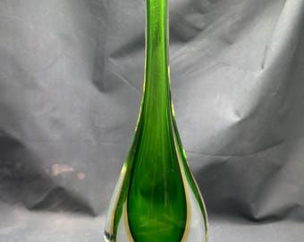 Vintage Italian Murano Art Glass Sommerso Teardrop Vase By Formia Flavio Poli Pristine
