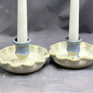 Art Pottery Candleholders Signed & Dated 1948