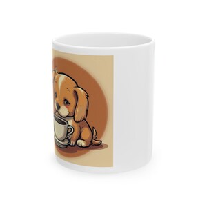 Cute Puppy Playful Ceramic Mug | Gift for Dog Lovers | Coffee Cup for Pet Owners | Animal Lover&#39;s Gift