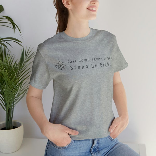 T-shirt Tomber 7 fois Zen | T-shirt de yoga | Chemise inspirante | Don spirituel | Méditation | Proverbe chinois