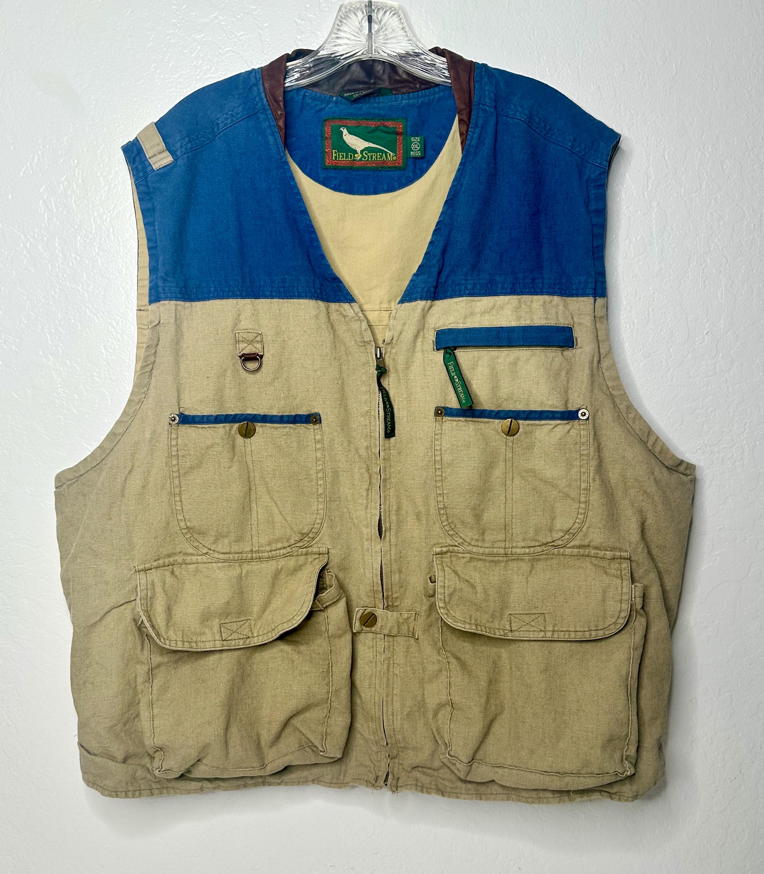 Vintage Field & Stream Vest Sz XXL Tactical Hunting Fishing Linen