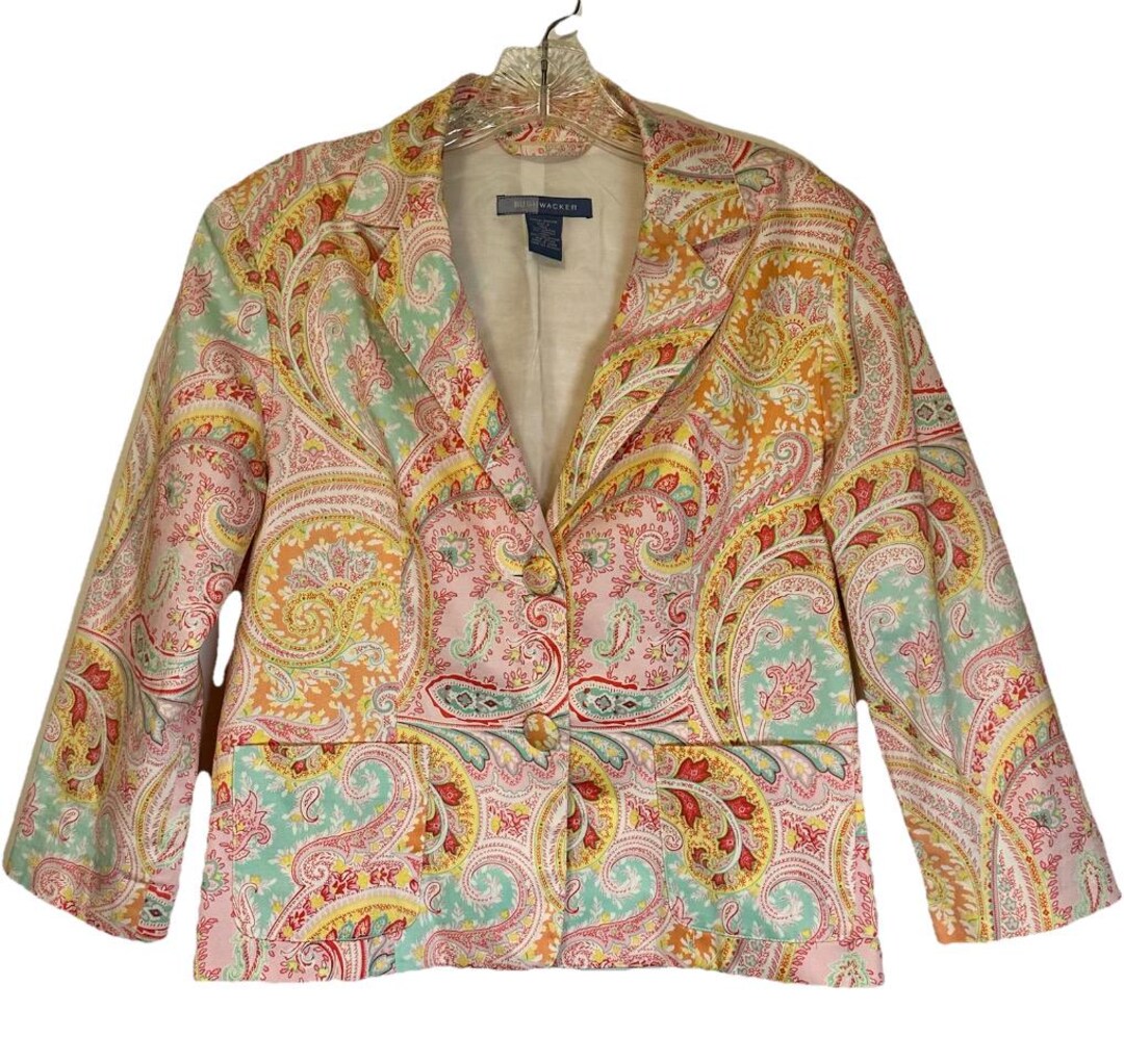 BUSH WACKER Summer Blazer Women’s Paisley Floral Lined Multicolor ...