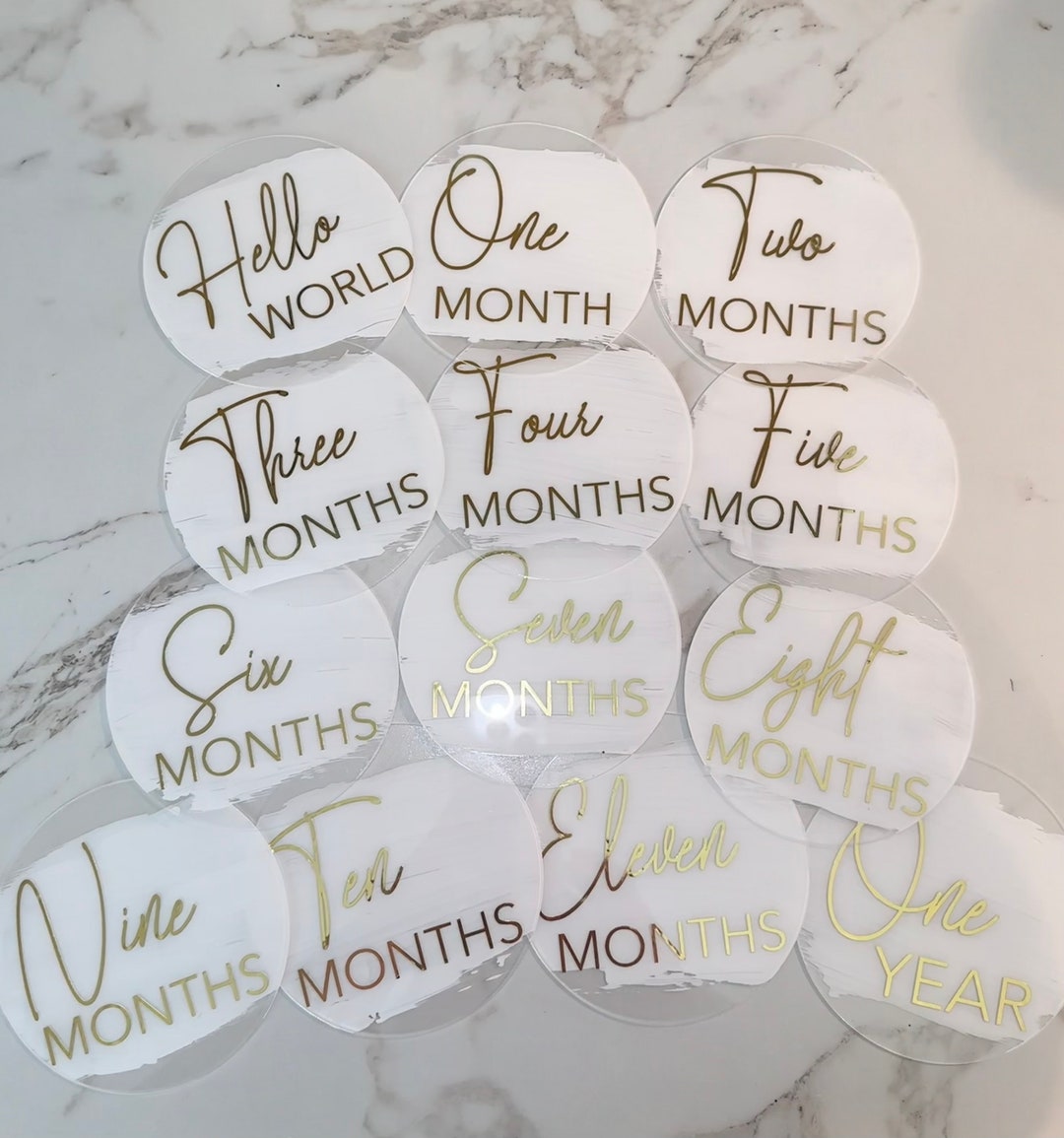 Baby Milestone Acrylic Discs Set of 13 (12 Months + Hello World) 4 ...