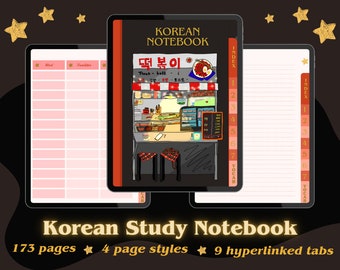 Digital Korean Study Notebook for GoodNotes [Lined, Grid, Blank, Cornell]