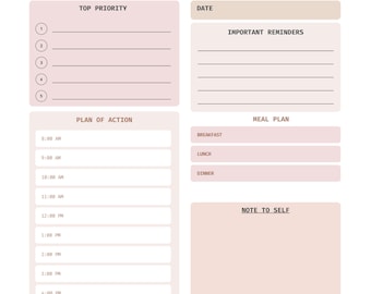 Simple Daily planner printable, Hourly planner, Daily Goal Tracker, Prioritized To-Do List, Daily planner, instant download, daily schedule
