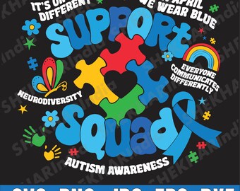 Autism Awareness Acceptance Family Autism Support Squad Svg,  Autism Awareness Svg, Family Autism Support Squad Svg