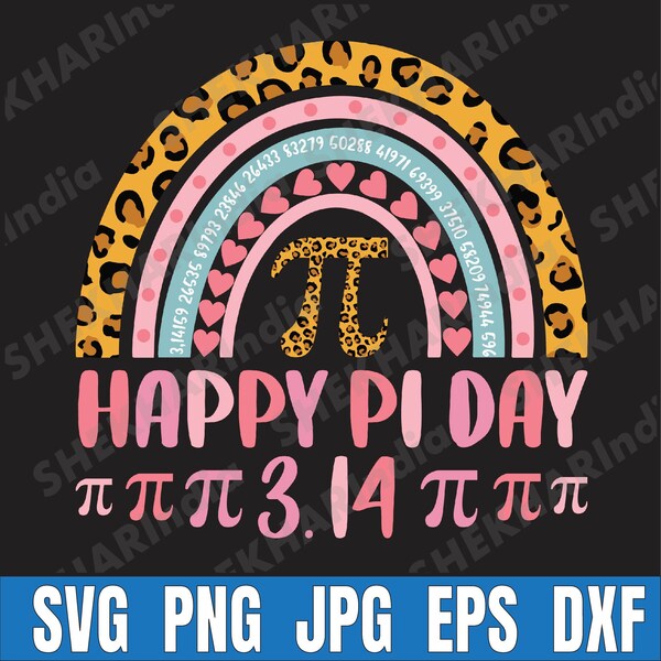 Happy Pi Day 3,14 Pi Svg, Leopard Rainbow Svg, Pi Svg, Cricut, svg files, File For Cricut, Cut File, Dxf, Png, Svg, Digital Download