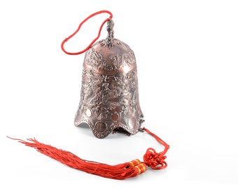 tea4chill Deko Feng Shui Glocke, Drachenmuster, 21cm hoch aus Alulegierung