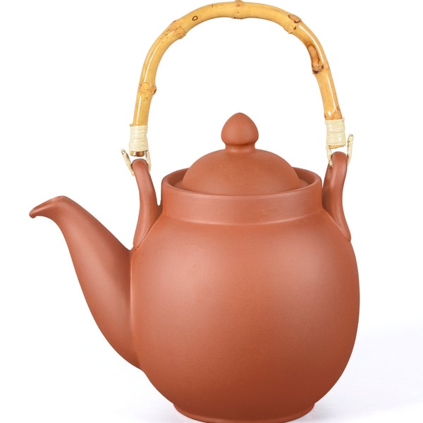 tea4chill Ton Teekanne Tenno 1,6 Liter mit Tonsieb und Bambushenkel, handgefertigt
