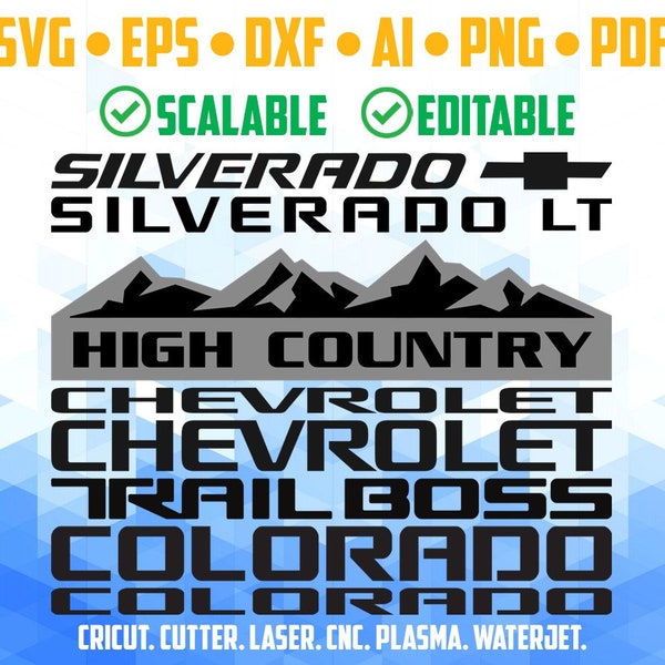 Clean Silverado High country Logo Scalable Vector pack for Cutter Plotter Cricut Laser CNC Engraver