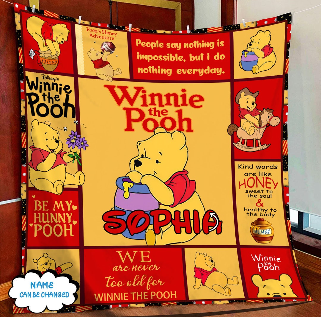 Personalized Winnie the Pooh Quilt Blanket Pooh Bear Fleece Etsy