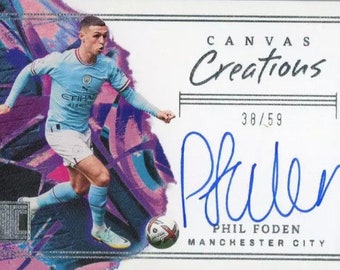 Panini Impeccable Phil Foden Auto /59 Creazioni su tela Proxy personalizzato firmato (PSA lastra/manica/sigillato) Regali gratuiti/Nave veloce