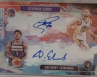 Panini NBA Hoops Anthony Edwards Stephan Curry Hoops Dual Auto (Custom Encased Sealed) PROXY (Fast Ship/Free Gifts) Mint