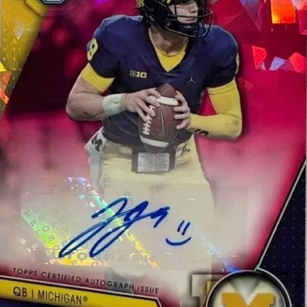 JJ MCCARTHY Bowman Chrome University Sapphire Padparadscha Auto #'d 1/1 (REPRINT) Custom (Encased Sealed Stickered) Proxy