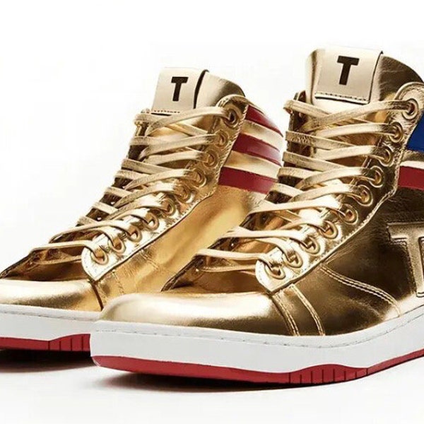 2024 MAGA Trump Sneakers Never Surrender Pro Donald Distressed High Top Gold Sneakers Gym Shoes Men's Casual Boots Road Sneakers Proxy (1:1)